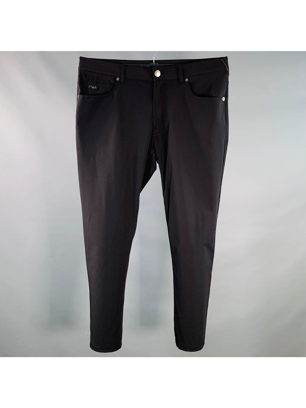 EMPORIO ARMANI Size 34 Black Polyamide Blend Tapered Zip Fly Casual Pants